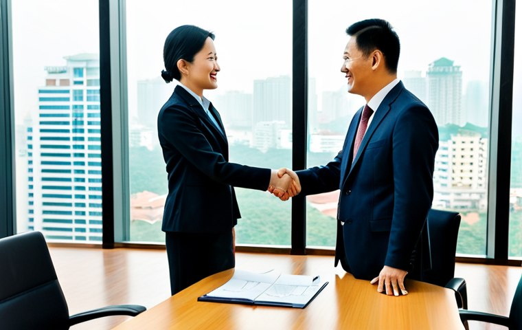 파트너십의 성공 사례 및 교훈 - Two CEOs Shaking Hands After a Deal**
"Two business executives in professional attire, fully clothe...