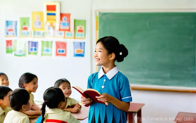 학교 가정 파트너십의 중요성 - **A Vietnamese parent engaging with their child and teacher in a primary school.**
* **Prompt:...