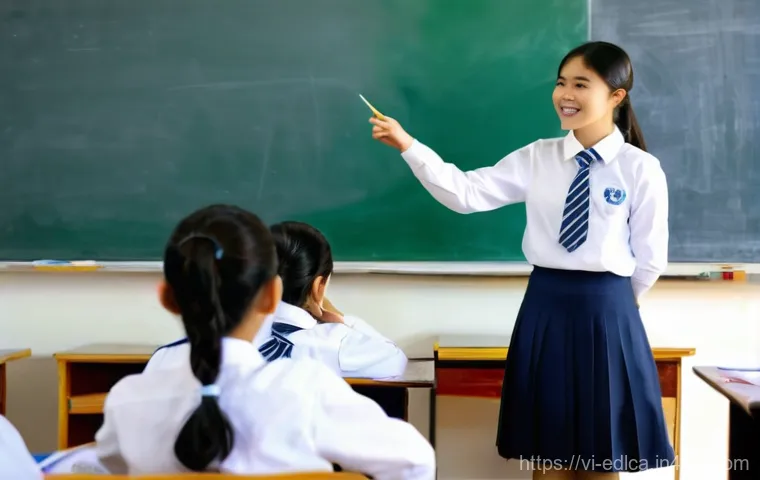 학생의 자율성을 존중한 파트너십 - "A brightly lit, modern classroom in a Vietnamese middle school. A diverse group of Vietnamese stude...