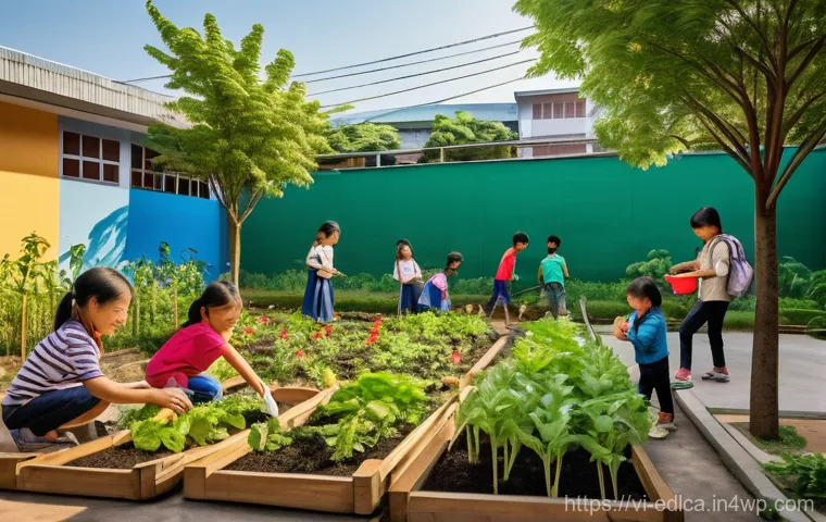 학교와 지역사회의 협력 방식 - A vibrant, modern STEM lab filled with natural light. A group of Vietnamese high school students, ap...