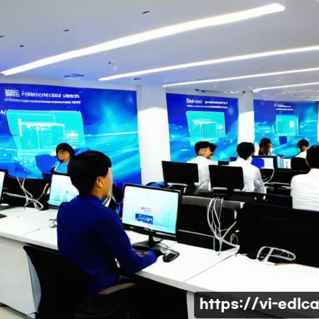 교육적 파트너십 사례 연구 - **Prompt for University-Enterprise Collaboration in Tech Innovation:**
"A bustling, brightly lit...