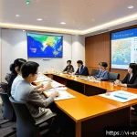 Home 18 교육적 파트너십 형성의 역사적 배경 - A vibrant international educational collaboration meeting scene showing diverse professionals from V...