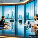 Home 17 다양한 이해관계자와의 협력 전략 - A modern Vietnamese business meeting room with diverse professionals collaborating around a large ta...